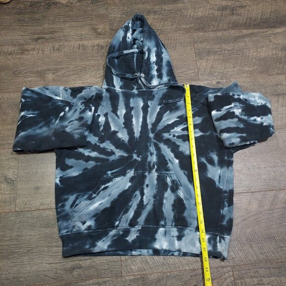 Tie Dye Jon Lauren Hoodie Sweatshirt Pullover Gray White Black Kangaroo Pocket M - Picture 13 of 16